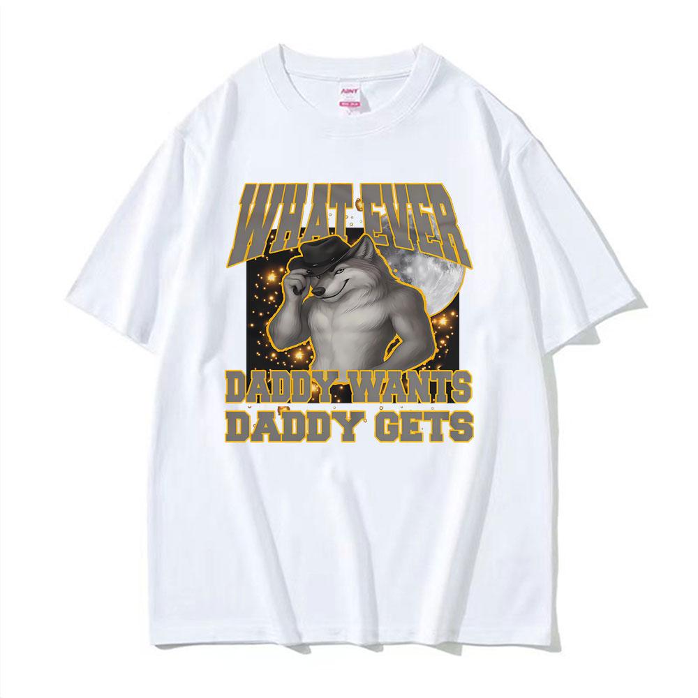 Alpha Wolf Daddy Vintage Humor Gift Tee Shirt Men Women Fashion Summer Short Sleeve Tshirts Casual Oversized T Shirt Streetwear
