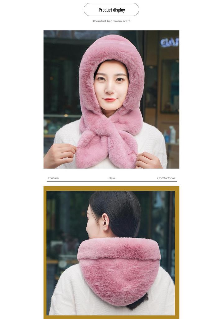 Women's Winter Set: Thick Head Wrap, Ear Protection Cycling Cap, and Plush Neck Warmer Hat