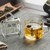2pcs Sets 120ml Tea Cup with Lettering Tea Cup Household Kung Fu Cup Water Mug Heat Resistant Glass Cup with Handle Drinkware