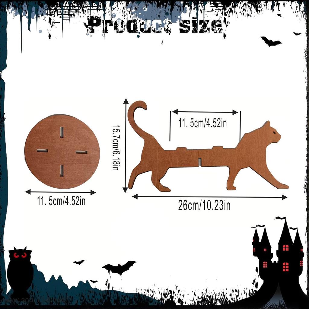 Cat Silhouette Plant Stand Display Rack Decorative Indoor Outdoor Wooden Flower Pot Holder for Hotel
