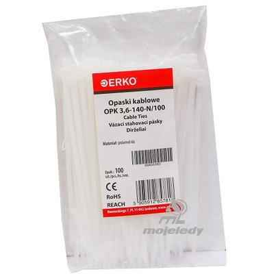 White Cable Tie OPK 140/3.6 Pack of 100pcs ERKO