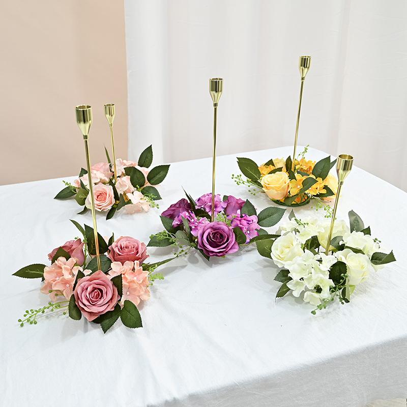 1PC/20CM Artificial Silk Flowers wreath for candlestick Candlestick Garland Simulation Rose Garland