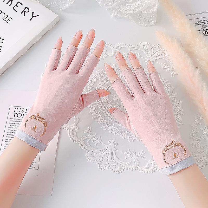 Women's UV-Protection Fingerless Gloves for Driving & Cycling - Non-Slip, Breathable, Half-Finger Design
