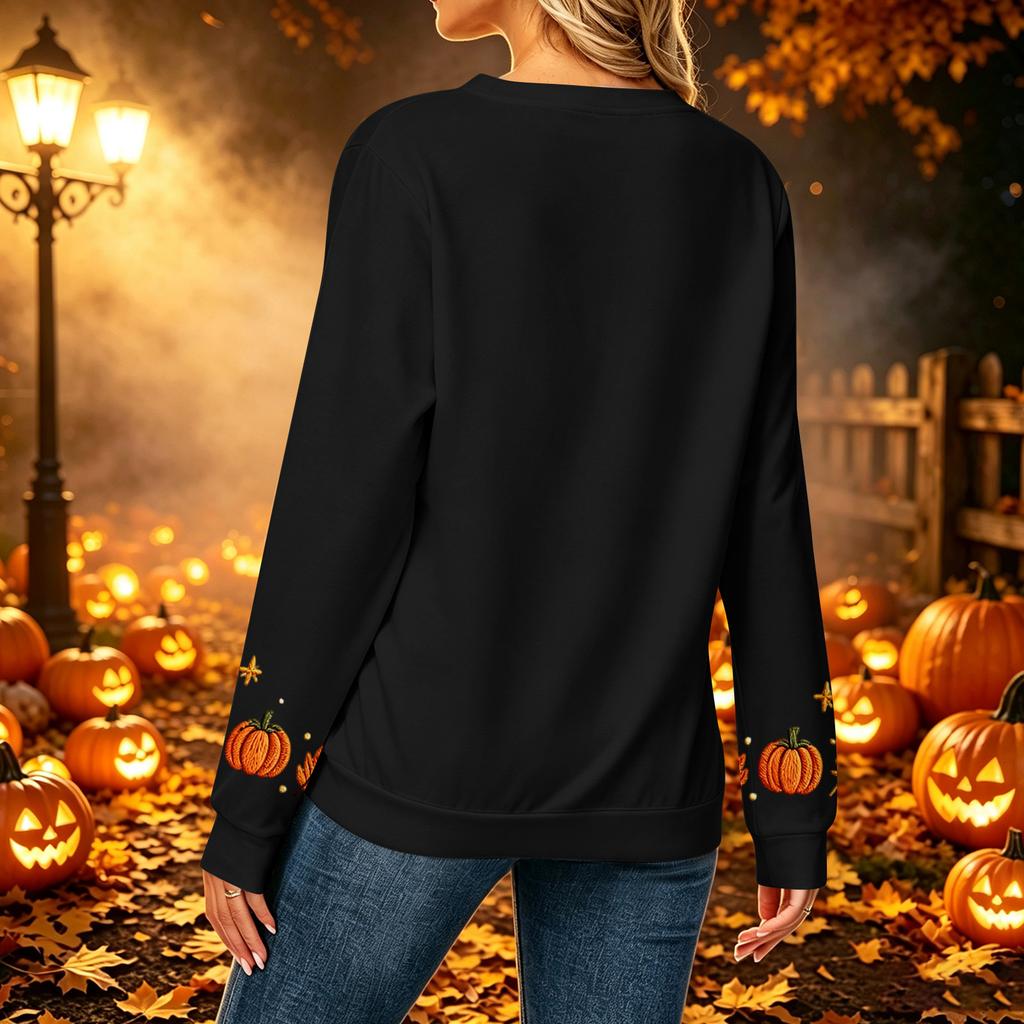 Women's Casual Long Sleeve Top with Christmas Print Round Neck for Holiday Party Wear