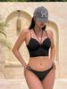 Elegant Ice Silk Halter Tank Top with Padded Bandeau and Beautiful Back Design