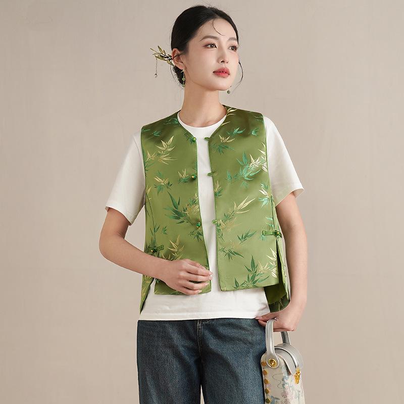 

Зеленый парчовый топ-майка Song - Женский короткий топ без рукавов весна/лето 2025 XL зелёный