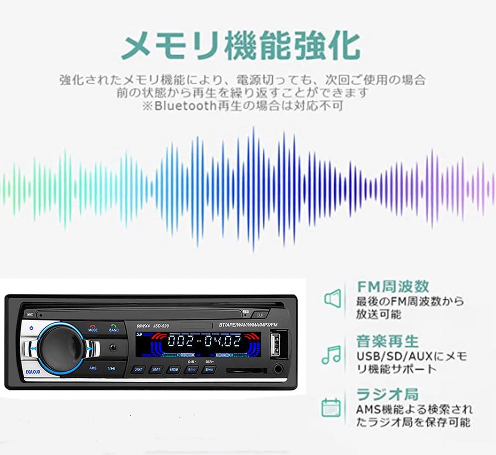 Eaglerich Car Radio Bluetooth Car Sound Car Audio Stereo Player with Remote Control 1 Din 12V Compatible with Japanese Domestic FM Version [76-90MHz