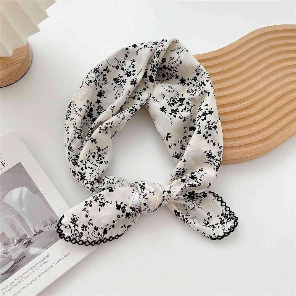 Floral Cotton Linen Print Scarves Scarf Hair Band Square Handkerchief  Scarf Accessories