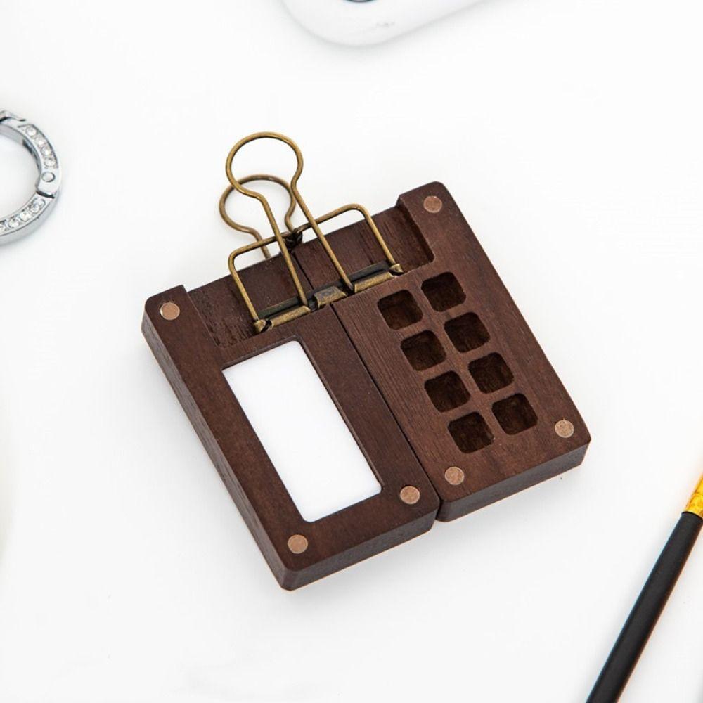 

Деревянная коробка для пигментов, цвет черного ореха, коробка для твердых красок, собственная палитра-клипса, для путешествий 8 Grids