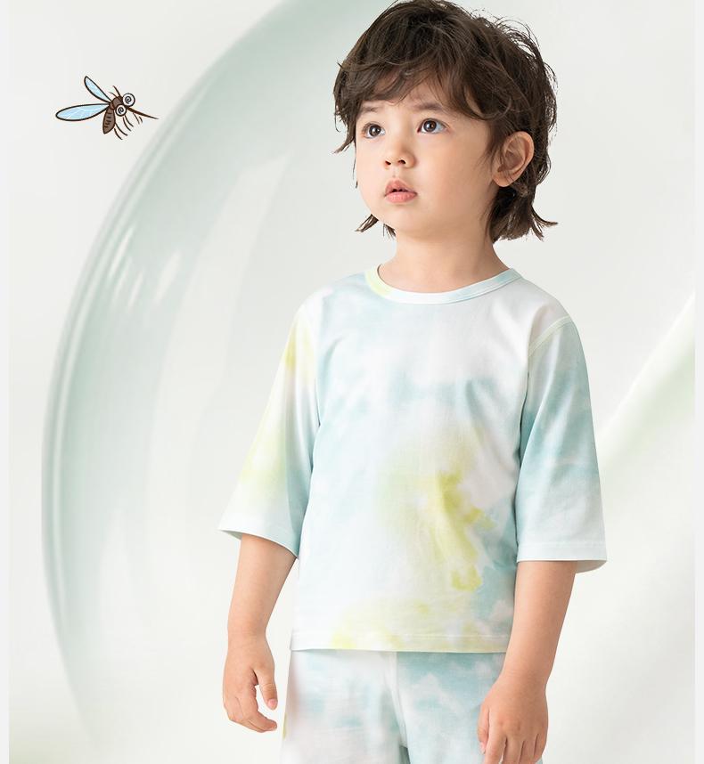 Children's Pajamas Spring/Summer Thin Baby Home Clothing Set A-class Bamboo Cotton Men's and Girls' Seven Sleeve Sweating Air Conditioning Clothing