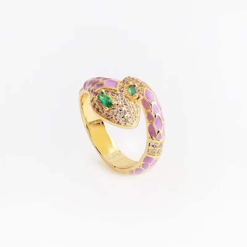 Women's adjustable copper micro-inlaid zircon gold ring