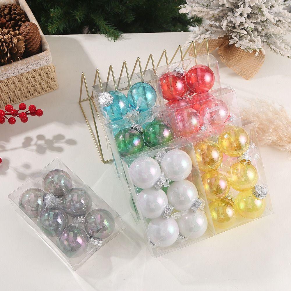 Plastic Colorful Christmas Hanging Balls 8cm Xmas Tree Pendants Holiday Party Decorations