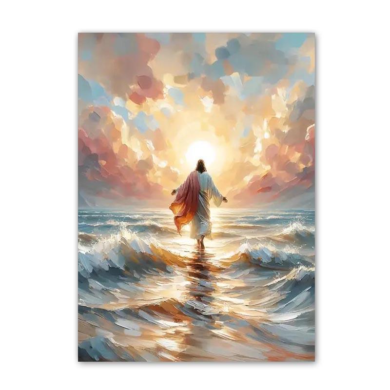 

Canvas Artwork Of Jesus Walking On The Water, Christian Inspirational Wall Decoration, For Home, Office And Home Decoration 21X30CMNo Framed