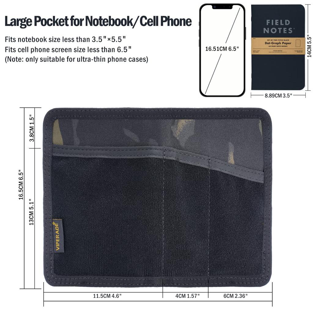 VIPERADE VE11 Kieszonkowy dziennik Portfel EDC Mały notatnik Nylonowy pokrowiec na dziennik do użytku w terenie Organizer EDC Saszetka z miejscem na naszywki DIY Saszetka, Pokrowiec,