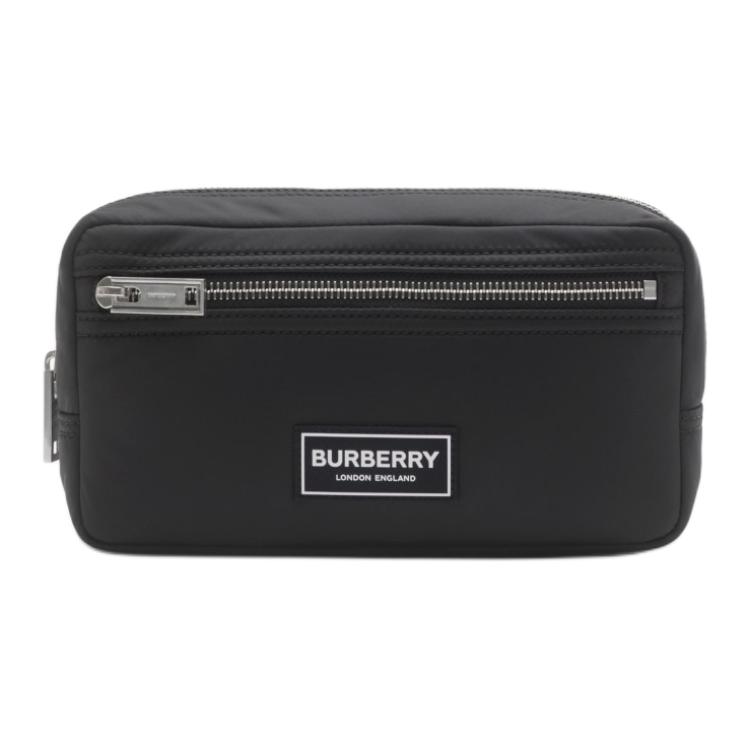 Burberry Logo Patch Zip Closure Nylon Clutch Men clutch Black 80905761 Basic Set (Bag+Dust Bag)