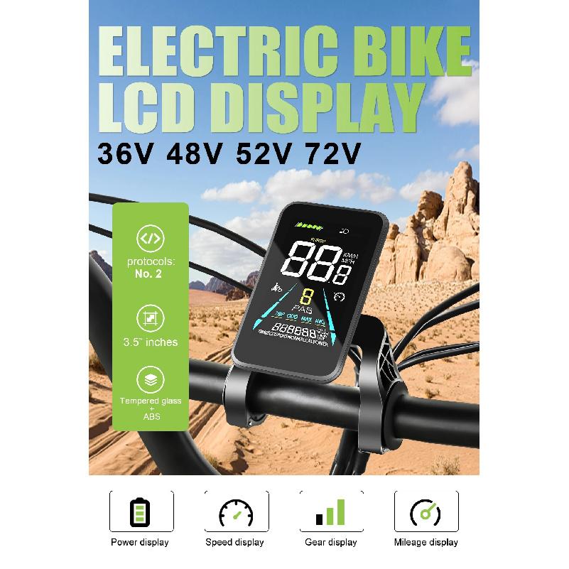 Electric Bike Colorful Display Screen Meter No. 2 Protocols YL81F 36V 48V 52V 72V Speed Controller Panel