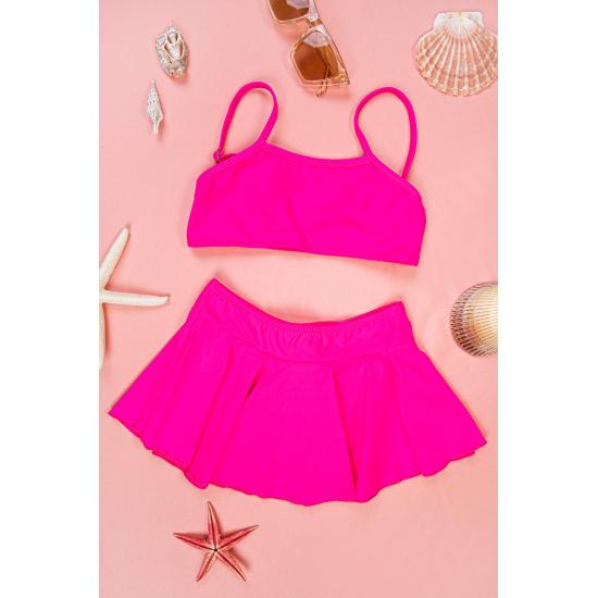 Set de bikini cu fustă roz flexibilă pentru fete
