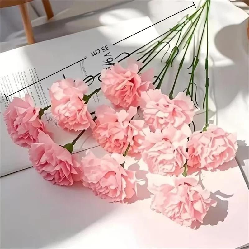20Pcs Faux Carnations Eco-friendly Plastic Fake Flowers for Wedding Bouquet Mother's Day Gifts