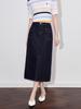 Retro Hong Kong Style High Waist Denim Midi Slit Skirt for Women - Summer New Collection