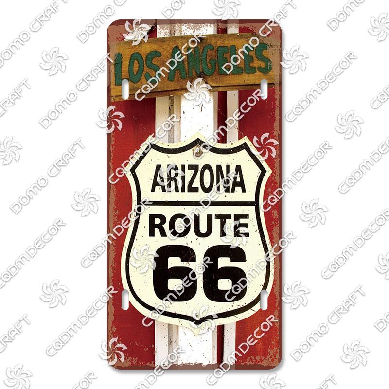 Retro Route 66 License Metal Tin Signs Vintage Road Trip Car Metal Plate Garage Club Gas Station Car Wall Decor