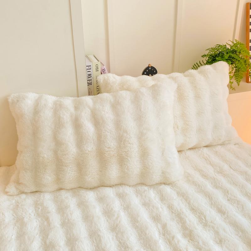 2 stuks Pluizige Pluche Kussensloop 48x74cm Winter Warm Dikte Kussensloop Zacht Konijnenfleece Decoratieve Kussenhoes voor de Winter