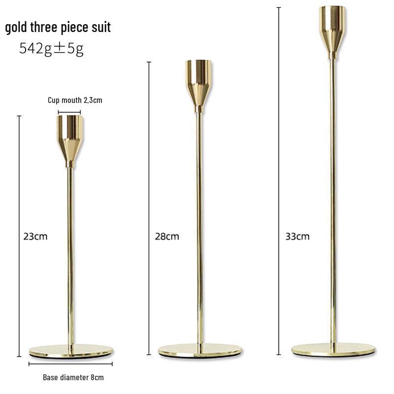 European Style Wrought Iron Candle Holder Set - Three-Piece Candlelight Dinner Ornament.