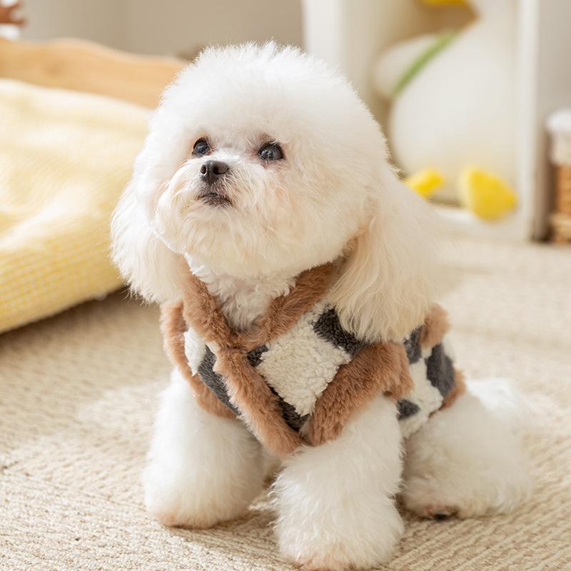 Thick Velvet Bipods Autumn and Winter Warm Puppy Dog Clothes Small Dog Teddy Bear Cat Pet Clothes