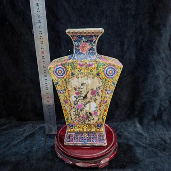 Antike Chinesische Cloisonné-Emaille Gold-Dekorierte Porzellanvase Sammlerstück