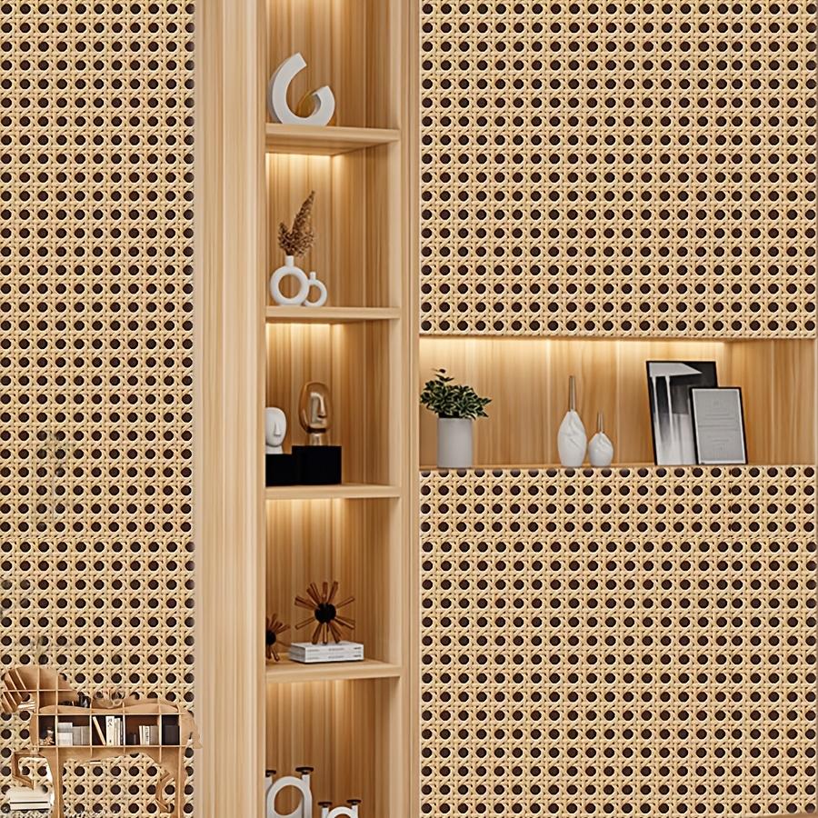 Papel Tapiz de Vinilo Autoadhesivo Estilo Mimbre Vintage Fácil Instalación Bricolaje para Dormitorio Sala de Estar Decoración de Fondo para Streaming