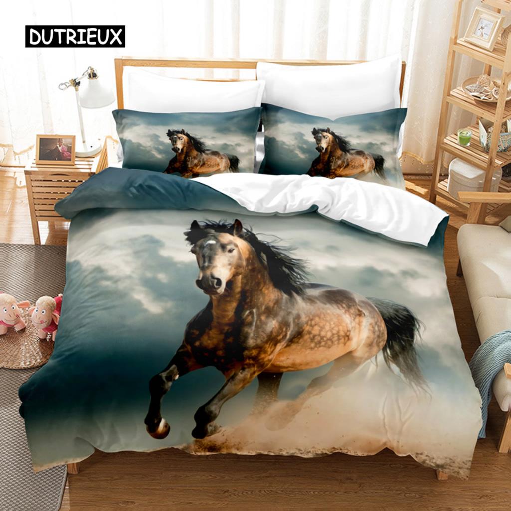 Luxury 3D Bedding Set Europe Queen King Double Duvet Cover Set Bed Linen Comfortable Blanket/Quilt Cover Bed Set Animal  Horse