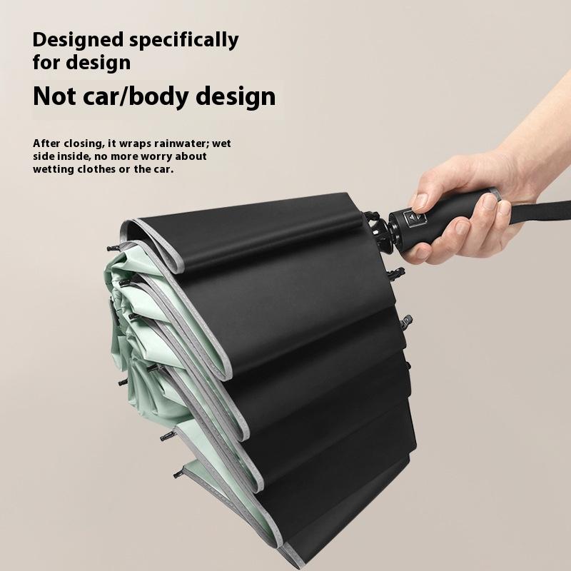 10-Bone Automatic Reverse Umbrella with Reflective Strip & Luminous Design Classic Business Advertising Gift Sunny Umbrella Logo