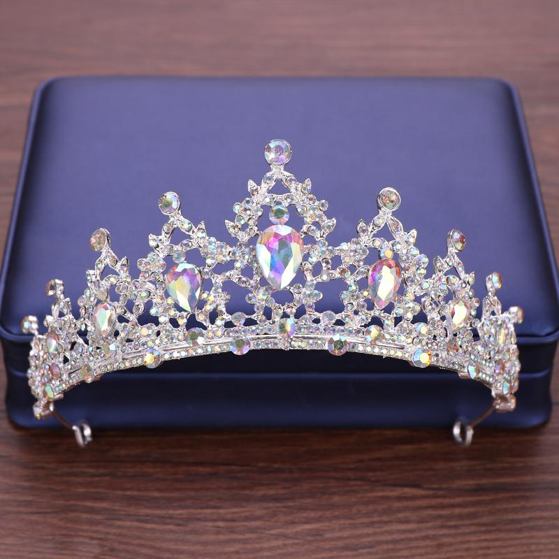 Wedding Hair Tiara Crystal Bridal Tiara Crown Silver Color Diadem Veil Tiaras Wedding Hair Accessories Headpieces Head Jewelry