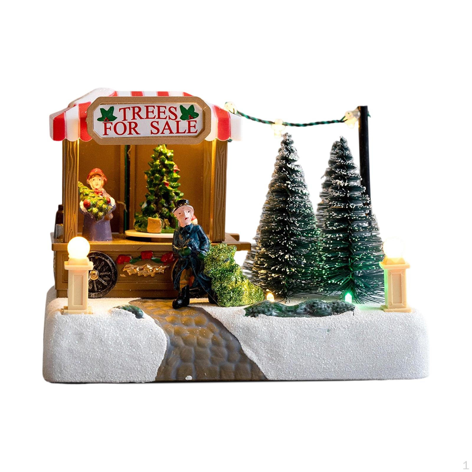 

Christmas Village House Decoration with Light Ornament Micro Landscape Resin for Indoor
