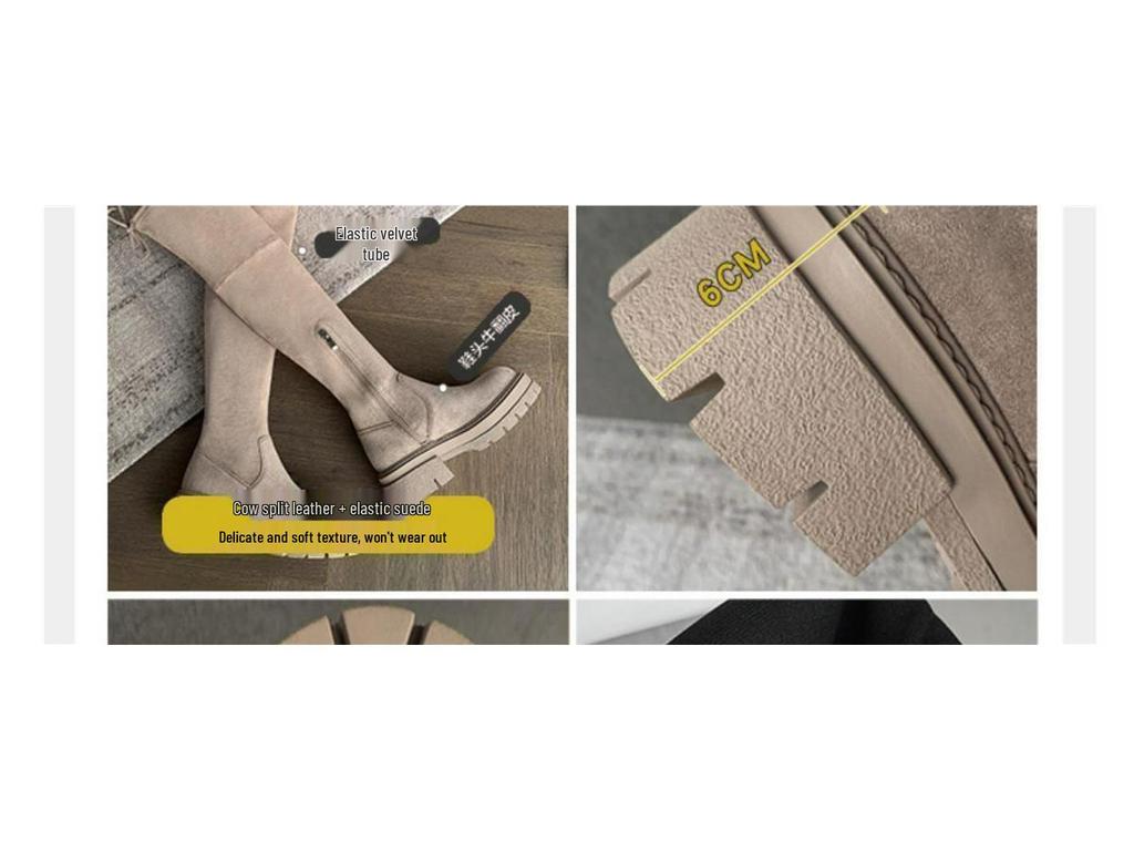 Damskie europejskie i amerykańskie wysokie kozaki za kolano na grubej podeszwie wyszczuplające nogi