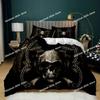 New Skull Duvet Cover Set Abstract Texture with Skull and Crossbones Pattern Aged Rusty Grunge Style Polyester Bedding Set