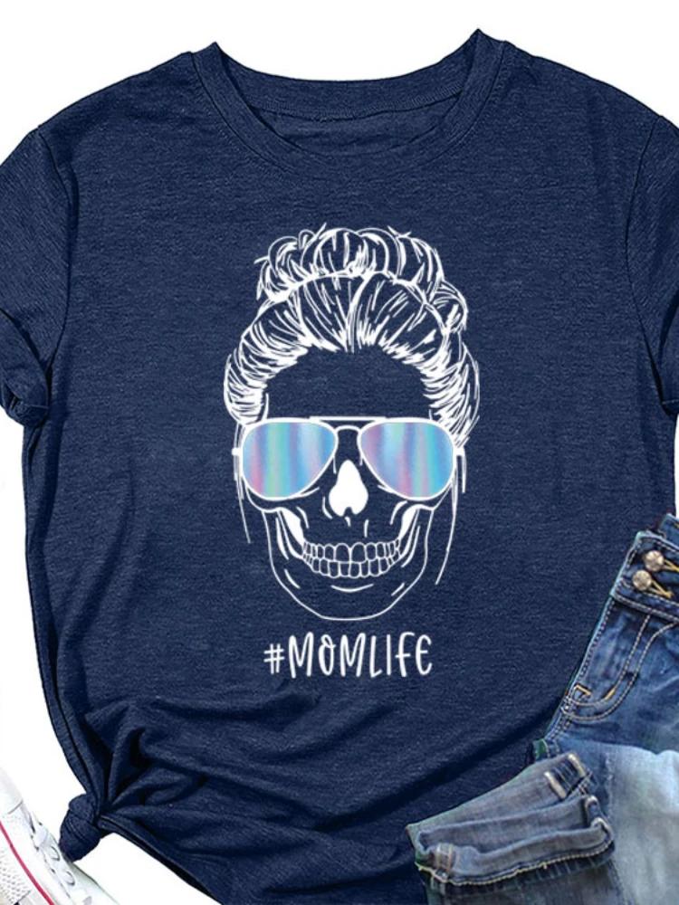 MOMLIFE Skull Head Print Women T Shirt Short Sleeve O Neck Loose Women Tshirt Ladies Tee Shirt Tops Clothes Camisetas Mujer