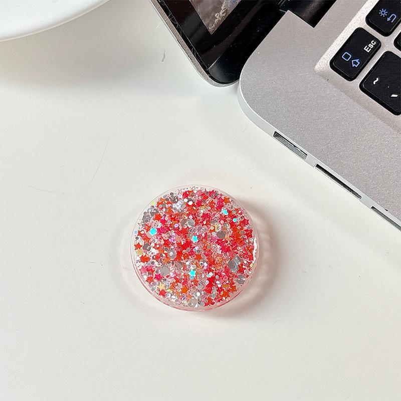 Rhinestone Magnetic Phone Holder with Sequins - Colorful Airbag Ring for Desktop Viewing