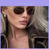 Metal Double Beam Oval Frame Aviator Sunglasses For Women Men Uv400 Outdoor Sports