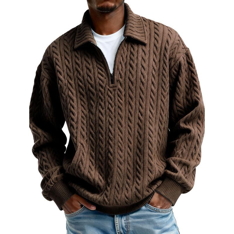 Half Zipper Sweatshirt Men Spring Autumn Turn Down Collar Pullover Hoodie Loose Casual Pull On Sweatshirts