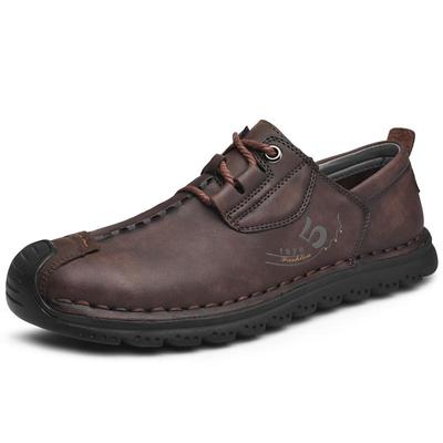 Sapatos de couro de vaca retrô feitos à mão, sapatos baixos masculinos, sapatos casuais da moda, mocassins masculinos, sapatos masculinos de couro