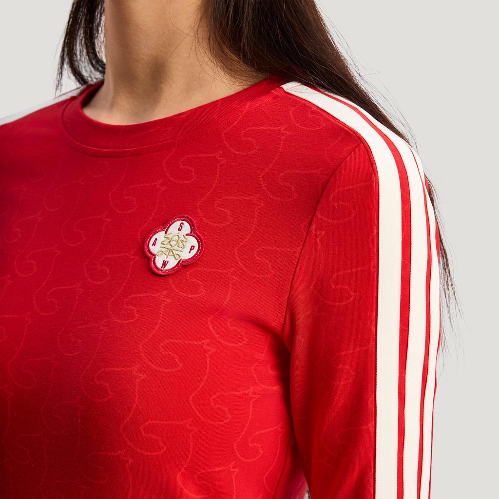 Adidas Chinese New Year Year Of The Horse Limited Edition Cny New Year Soft Skin-Friendly Sports Casual Slim Fit Long Sleeve T-Shirt Women tops KW4676