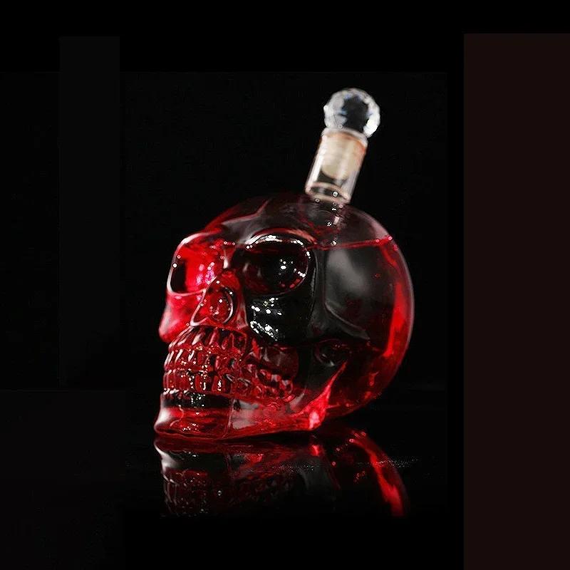 350-1000ml Creative Skull Glass Wine Bottle Whisky Wine Crystal Cup Transparent Drinking Drinkware Personality Bar Set Tool Gift