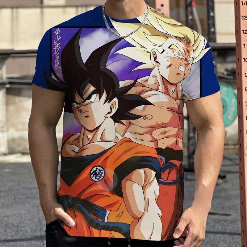 2026 Summer Dragon Ball Retro Fitness T-shirt Men's Oversized 3D Printed Short-sleeved Family Unisex Children's Sports Shirt