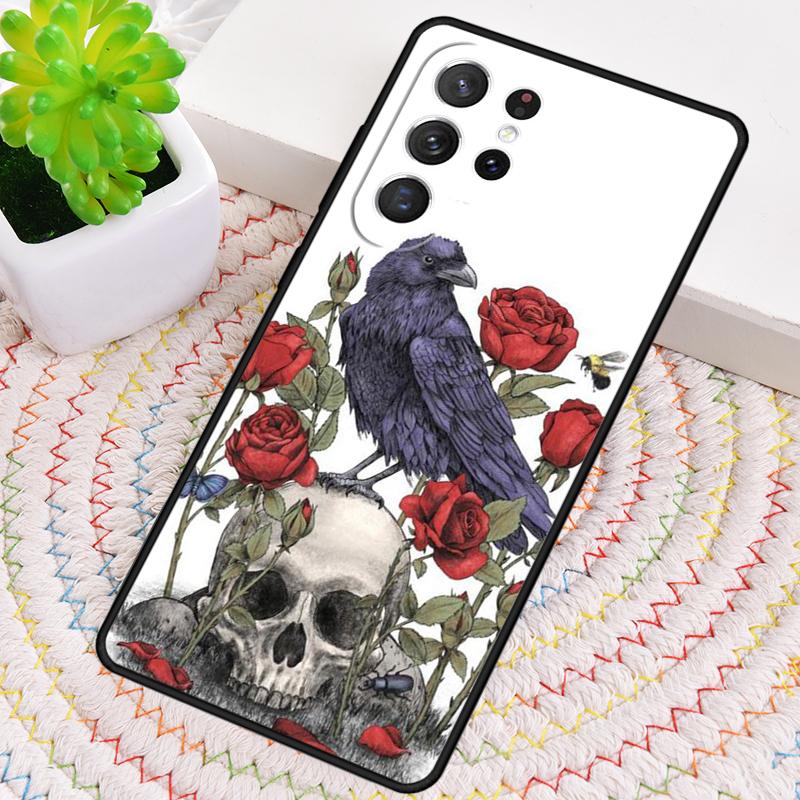 Raven Crow Skull Pattern Phone Case For Samsung Galaxy Note 10 Pro S26 S25 S24 S23 S22 Ultra Plus S21 FE S20 Shockproof Cover