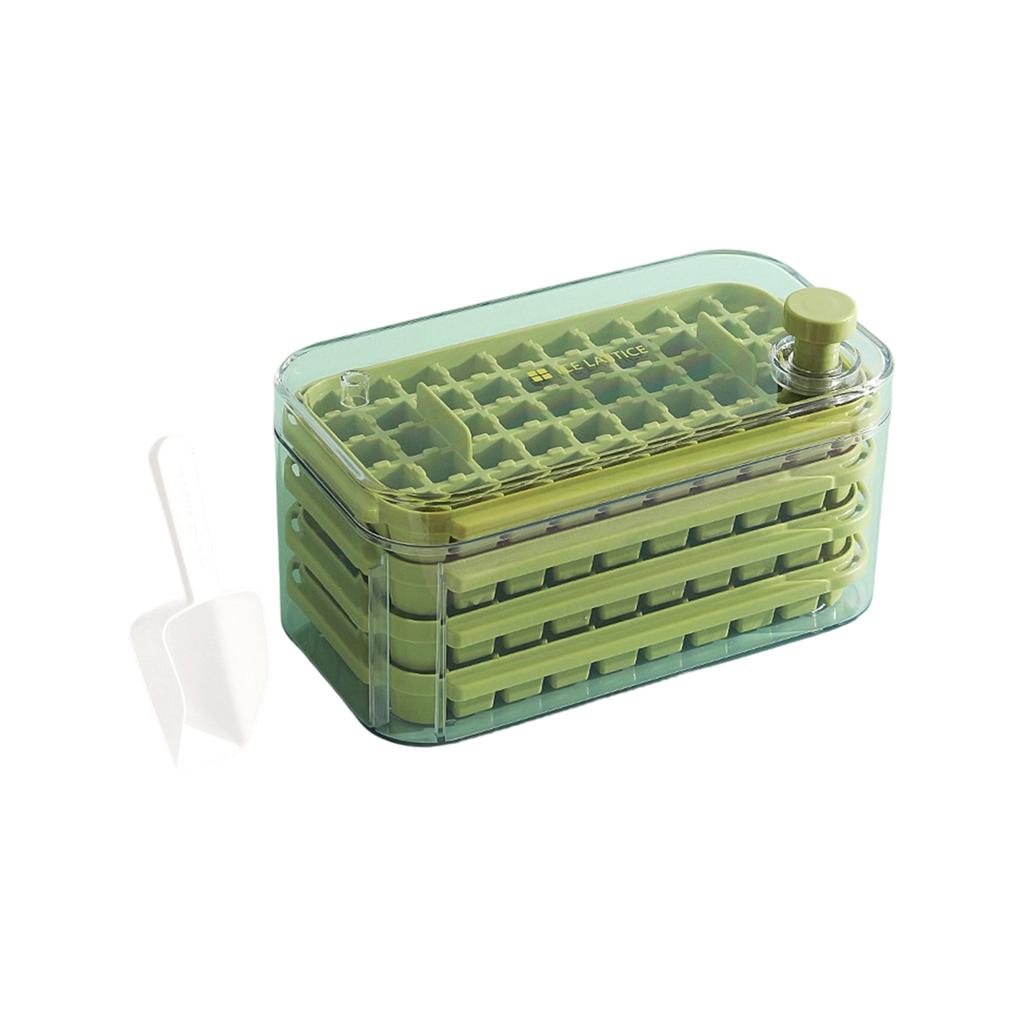 Silicone Ice Cube Tray with Press and Lid Double Layer Food Grade Ice Mold for Home Use Easy Release Storage Container