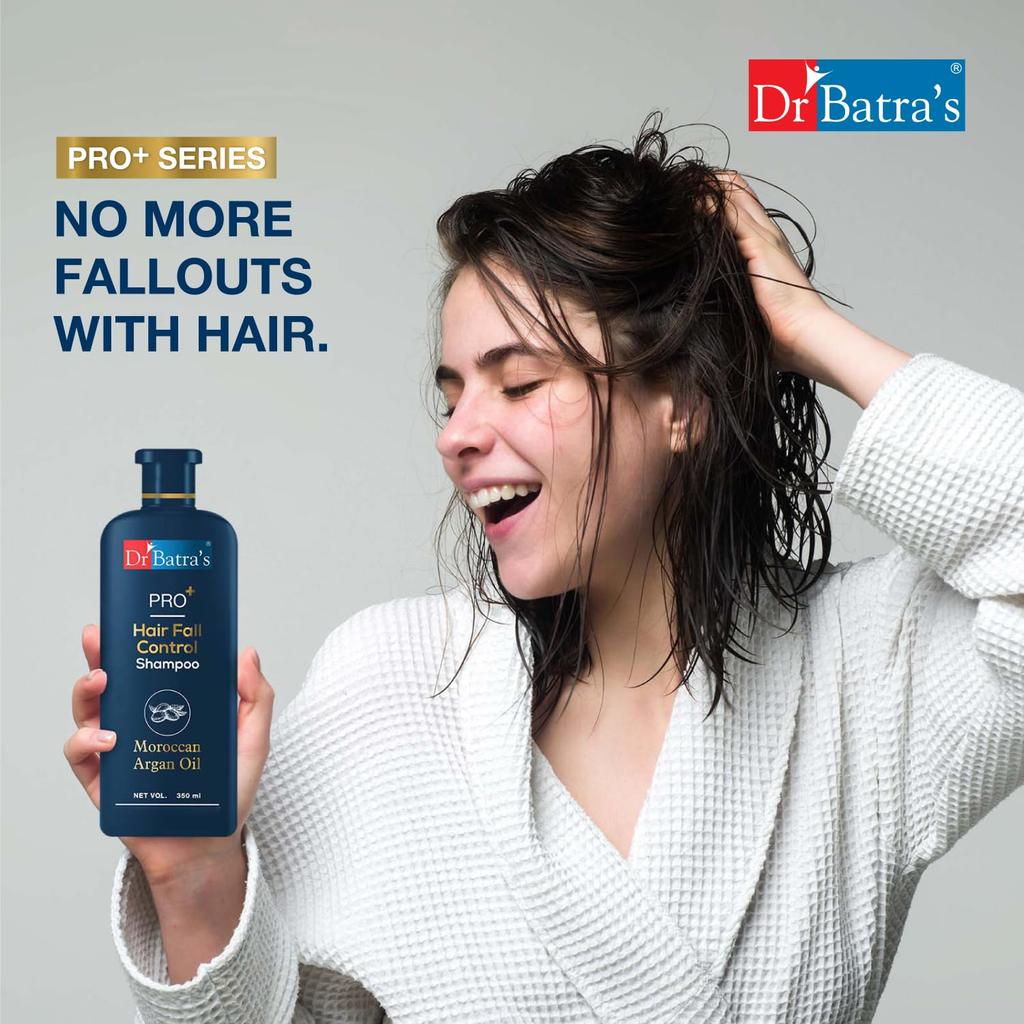 Dr Batra's Pro + Hair fall Control shampoo - 350ml | Moroccan Argan Oil Shampoo | Shampoo for Hair Fall Control | Pack of 2