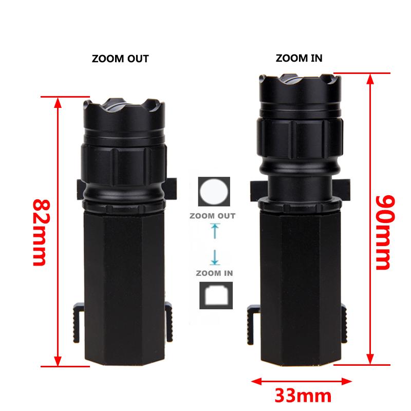 AAA 16340 Batteries LED Hunting Zoomable 3 Mode Flashlight Weaver Picatinny Mount Gun Tactical Outdoors Rechargeable Torch Light