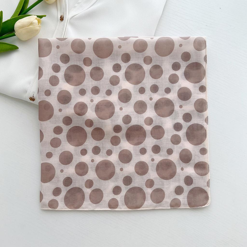 New polka dot cotton and linen small square scarf headscarf spring and autumn women's versatile neck small scarf summer thin scarf
