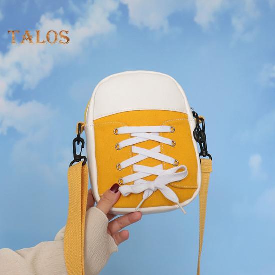 Women Canvas Crossbody Bag Casual Small Shoulder Bag Canvas Shoe Design Crossbody Purse for Daily Life Travel Commuting