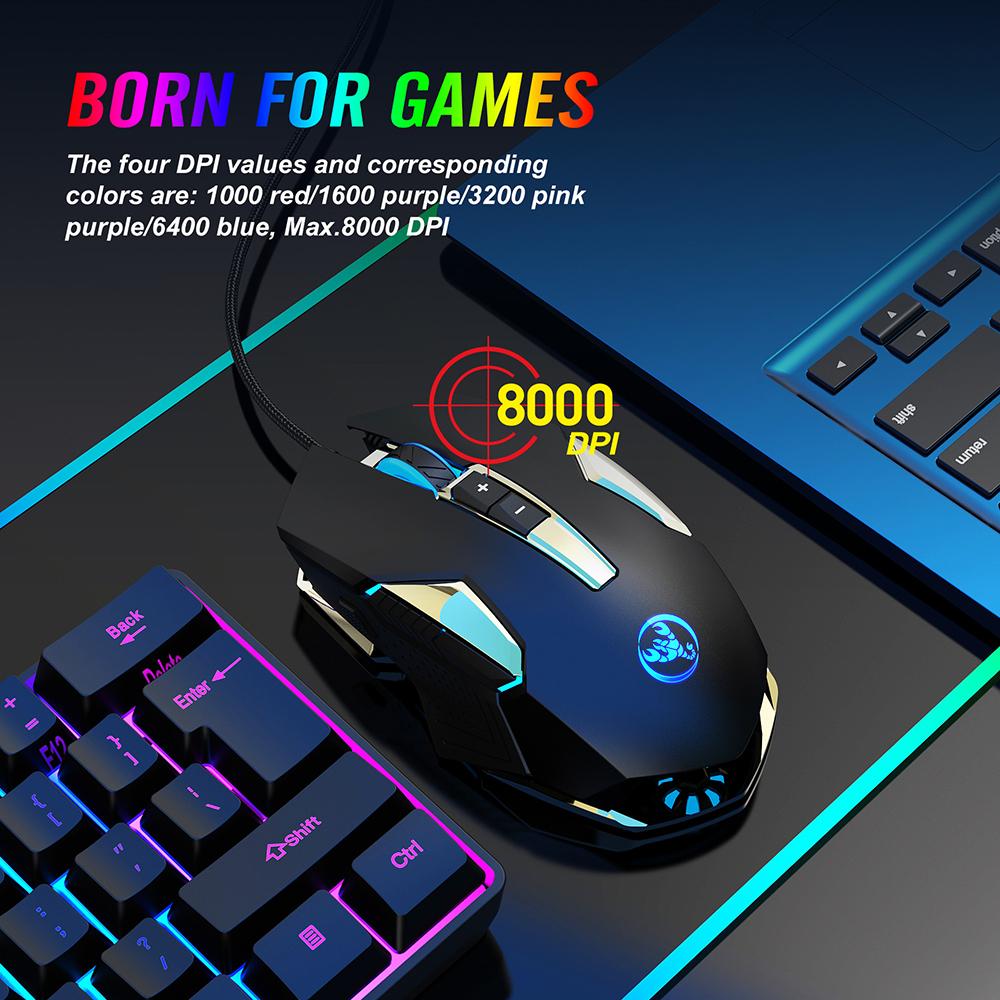Wired Programmable Gaming Mouse Adjustable 8000 Dpi Portable Usb Computer Game Mice Gamer Accessories With Led Backlit